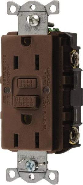 Hubbell Wiring Device-Kellems - 1 Phase, 5-15R NEMA, 125 VAC, 15 Amp, GFCI Receptacle - 2 Pole, Back and Side Wiring, Commercial Grade - Americas Tooling