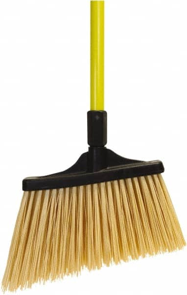 O-Cedar - 13" Wide, Yellow PET Bristles, 48" Fiberglass Handle, Angled Broom - Flagged - Americas Tooling