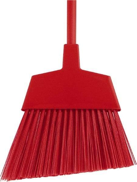 O-Cedar - 12" Wide, Red Polypropylene Bristles, 48" Metal Handle, Angled Broom - 48 Inch Handle Length - Americas Tooling