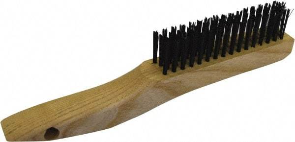 Gordon Brush - 4 Rows x 16 Columns Steel Scratch Brush - 4-3/4" Brush Length, 10" OAL, 1/8 Trim Length, Wood Shoe Handle - Americas Tooling