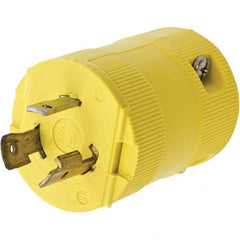 Locking Inlet: Plug, Industrial, L5-20P, 125V, Yellow Grounding, 20A, Nylon, 2 Poles, 3 Wire