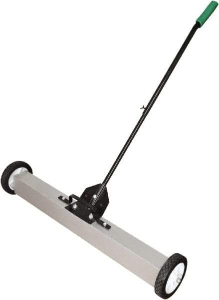 Shields Magnetics - 36" Long Push Magnetic Sweeper with Wheels - 4" Wide x 3" High x 36" Long, 7" Wheel Diam, 1 to 2" Clearance - Americas Tooling