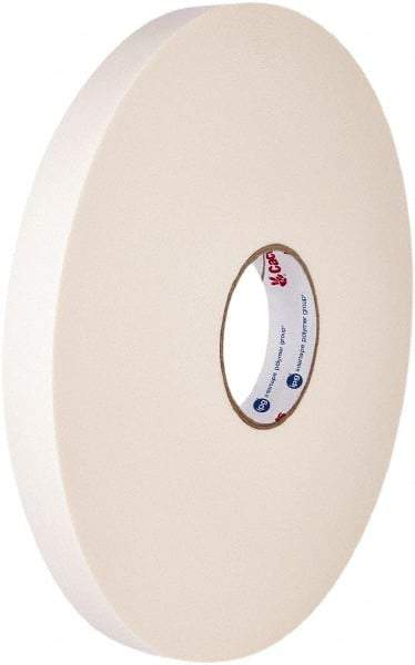 Intertape - 1/2" x 36 Yd Rubber Adhesive Double Sided Tape - 1/16" Thick, White, Polyethylene Foam Liner, Continuous Roll, Series R2215 - Americas Tooling