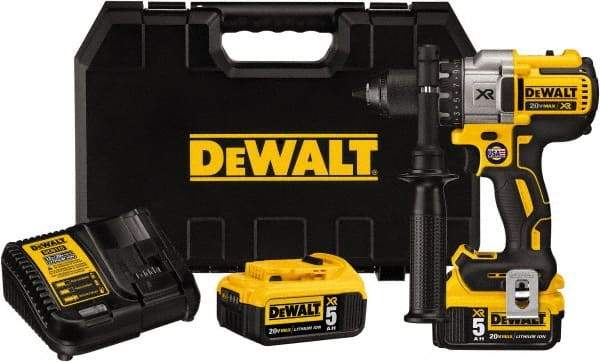 DeWALT - 20 Volt 1/2" Chuck Pistol Grip Handle Cordless Drill - 0-2000 RPM, Keyless Chuck, Reversible, 2 Lithium-Ion Batteries Included - Americas Tooling