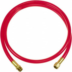 PRO-SOURCE - 3/8" ID 3' Long Lead-In Whip Hose - FNPT x MNPT Swivel Ends, 200 Working psi, 165°, 3/8" Fitting, Transparent Red - Americas Tooling