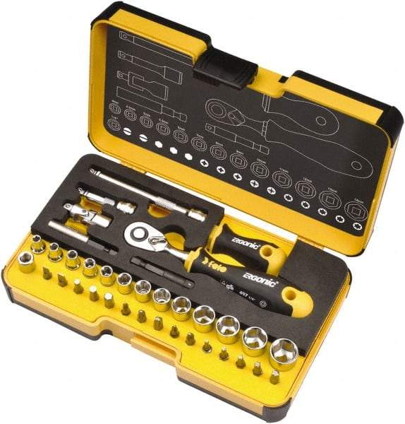 Felo - 36 Piece 1/4" Drive Ratchet Socket Set - Comes in Strongbox Case - Americas Tooling