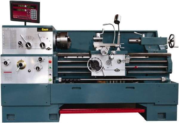 Enco - 20" Swing, 80" Between Centers, 230/460 Volt, Triple Phase Engine Lathe - 7MT Taper, 7-1/2 hp, 25 to 1,800 RPM, 3-1/8" Bore Diam, 40" Deep x 48-7/8" High x 136-1/8" Long - Americas Tooling