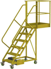 TRI-ARC - 102" 6 Step Configurable Cantilever Ladder - Unsupported, 300 Lb Capacity, 60" Platform Height, 30" Base Width x 82" Base Depth, Perforated Tread - Americas Tooling