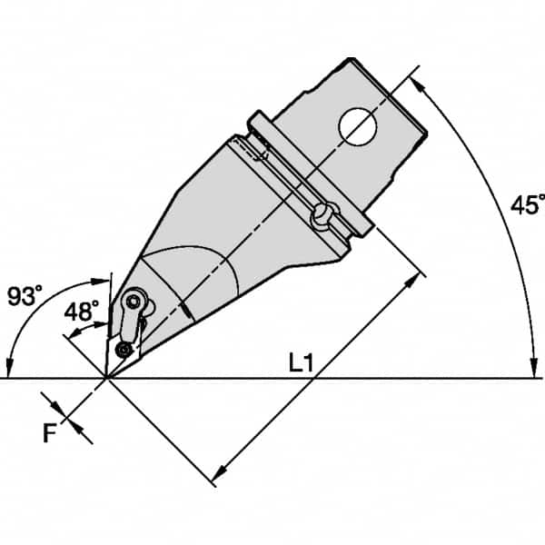 Kennametal - Left Hand Cut, Size KM63, DN.. Insert Compatiblity, Modular Turning & Profiling Cutting Unit Head - 115mm Head Length, Through Coolant, Series M-Clamping - Americas Tooling