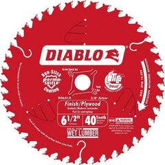 Freud - 6-1/2" Diam, 5/8" Arbor Hole Diam, 40 Tooth Wet & Dry Cut Saw Blade - Carbide-Tipped, Finishing Action, Standard Round Arbor - Americas Tooling