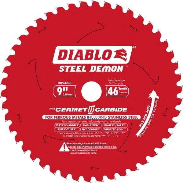 Freud - 9" Blade Diam, 46 Teeth, Carbide-Tipped Cold Saw Blade - 1" Arbor Hole Diam, 1/16" Blade Thickness - Americas Tooling