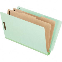 Pendaflex - 8-1/2 x 14", Legal, Pale Green, Classification Folders with End Tab Fastener - 25 Point Stock, End Tab Cut Location - Americas Tooling