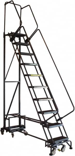 Ballymore - 90" 9 Step Ladder - Rolling Safety Ladder, 450 Lb Capacity, 90" Platform Height, 26" Base Width x 63" Base Depth, Abrasive Mat Tread - Americas Tooling