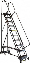 Ballymore - 90" 9 Step Ladder - Rolling Safety Ladder, 450 Lb Capacity, 90" Platform Height, 26" Base Width x 63" Base Depth, Abrasive Mat Tread - Americas Tooling