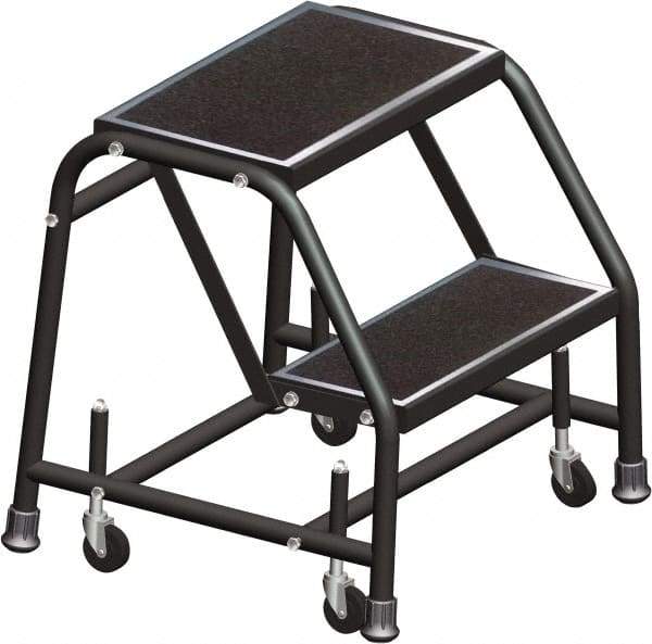 Ballymore - 19" 2 Step Ladder - Rolling Safety Ladder, 450 Lb Capacity, 19" Platform Height, 30" Base Width x 19" Base Depth, Perforated Tread - Americas Tooling