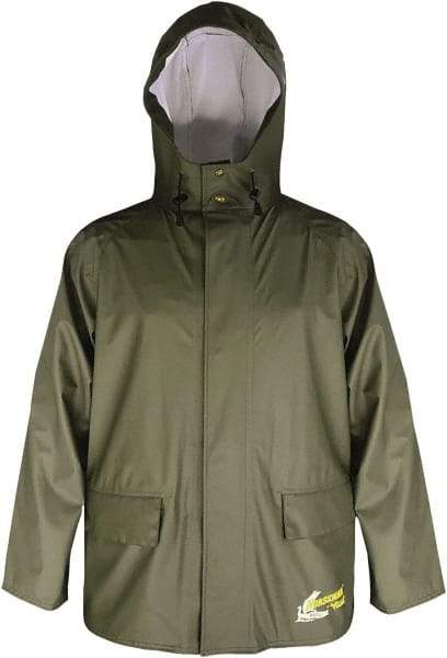 Viking - Size 2XL, Moss Green, Waterproof Jacket - 51" Chest, 2 Pockets, Detachable Hood, Snap at Wrist - Americas Tooling