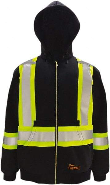 Viking - Size XL Flame Resistant/Retardant Jacket - Black, Cotton, Zipper Closure, 47" Chest - Americas Tooling