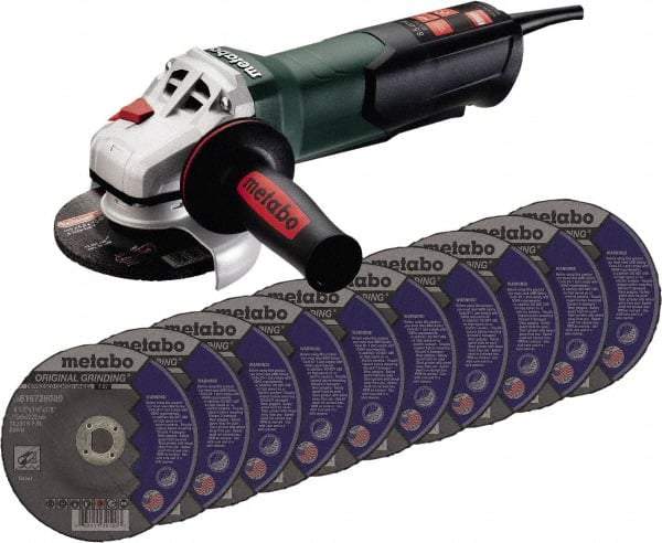 Metabo - 4-1/2" Wheel Diam, 10,500 RPM, Corded Angle & Disc Grinder - 5/8-11 Spindle, 120 Volts, 8.5 Amps - Americas Tooling