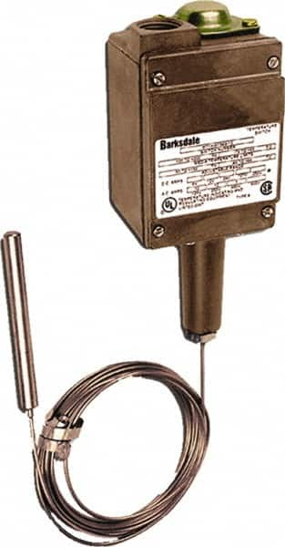 Barksdale - 300 to 400°F Remote Mount Temperature Switch - 3/8 x 4-15/32 Capillary, Copper, ±1% of mid-60% of F.S. - Americas Tooling