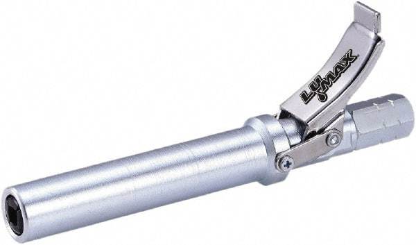 lumax - 15,000 Operating psi, 1/8 Thread, Steel Fixed Grease Gun Coupler - NPT (F) Thread, 22,000 psi Burst Pressure, Silver - Americas Tooling