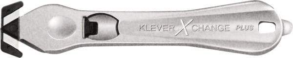 Klever Innovations - Recessed/Hook Blade Safety Cutter - 1-3/8" Carbon Steel Blade, Silver Magnesium Handle, 1 Blade Included - Americas Tooling