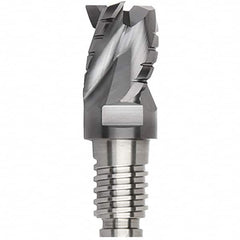 Kennametal - 3/4" Diam, 9/16" LOC, 3 Flute, 0.015" Corner Radius End Mill Head - Solid Carbide, AlTiN Finish, Duo-Lock 20 Connection, Spiral Flute, 35° Helix, Centercutting - Americas Tooling