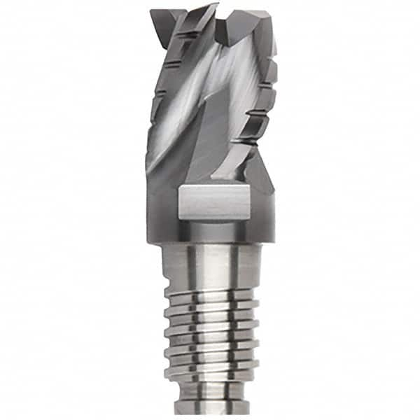 Kennametal - 16mm Diam, 12mm LOC, 3 Flute, 0.4mm Corner Radius End Mill Head - Solid Carbide, AlTiN Finish, Duo-Lock 16 Connection, Spiral Flute, 35° Helix, Centercutting - Americas Tooling