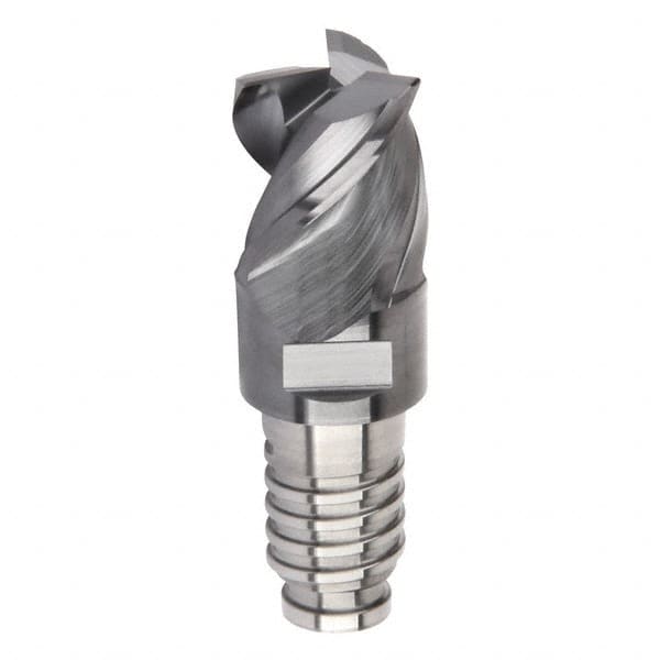 Kennametal - 11.7mm Diam, 9mm LOC, 3 Flute, 0.33mm Corner Radius End Mill Head - Solid Carbide, AlTiN Finish, Duo-Lock 12 Connection, Spiral Flute, 42, 45 & 48° Helix, Centercutting - Americas Tooling