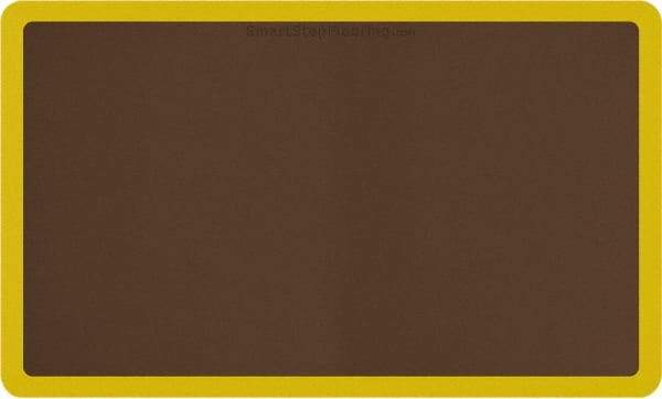 Smart Step - 5' Long x 3' Wide, Dry Environment, Anti-Fatigue Matting - Brown with Yellow Borders, Urethane with Urethane Sponge Base, Beveled on All 4 Sides - Americas Tooling