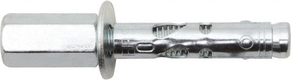 Powers Fasteners - 3/8" Diam, 3/8" Drill, 1-7/8" OAL, 2" Min Embedment Sleeve Concrete Anchor - 1018 Steel, Zinc-Plated Finish, Hex Head, Hex Drive, 1-7/8" Thread Length - Americas Tooling