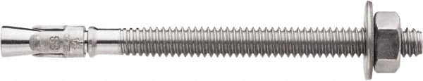 Powers Fasteners - 3/8" Diam, 3/8" Drill, 3" OAL, 1" Min Embedment Wedge Expansion Concrete Anchor - 316 Stainless Steel, Hex Nut Head, Hex Drive, 1-5/8" Thread Length - Americas Tooling