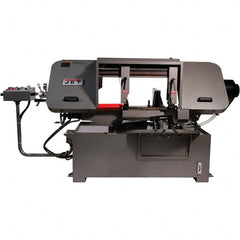 Jet - 19-1/4 x 4" Max Capacity, Semi-Automatic Variable Speed Pulley Horizontal Bandsaw - 90 to 370 SFPM Blade Speed, 230/460 Volts, 45 & 90°, 3 hp, 3 Phase - Americas Tooling