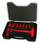 Insulated 1/4" Inch T-Handle Socket Set Includes Socket Sizes: 3/16; 7/32; 1/4; 9/32; 5/16; 11/32; 3/8; 7/16; 1/2; 9/16 and T Handle In Storage Box. 11 Pieces - Americas Tooling