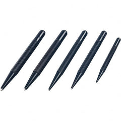 Mitutoyo - 5 Piece, 1/16 to 5/32", Pin Punch Set - Round Shank, Comes in Plastic Sleeve - Americas Tooling