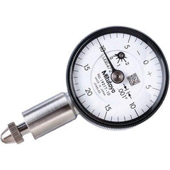 Mitutoyo - 0.1" Range, 0-20-0 Dial Reading, 0.001" Graduation Dial Drop Indicator - 1.22" Dial, 0.04" Range per Revolution, 0.001" Accuracy, Revolution Counter - Americas Tooling