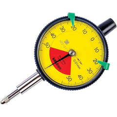 Mitutoyo - 1mm Range, 50-0-50 Dial Reading, 0.01mm Graduation Dial Drop Indicator - 57mm Dial, 1.4mm Range per Revolution, 0.04mm Accuracy - Americas Tooling