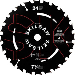 Skilsaw - 7-1/4" Diam, 5/8" Arbor Hole Diam, 24 Tooth Wet & Dry Cut Saw Blade - Carbide-Tipped, Cutoff Action, Diamond Arbor - Americas Tooling