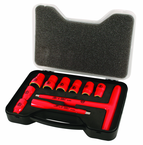 Insulated 3/8" Inch T-Handle Socket Set Includes: 5/16 - 3/4" Sockets and 5" Extension Bar and T Handle in Storage Box. 11 Pieces - Americas Tooling