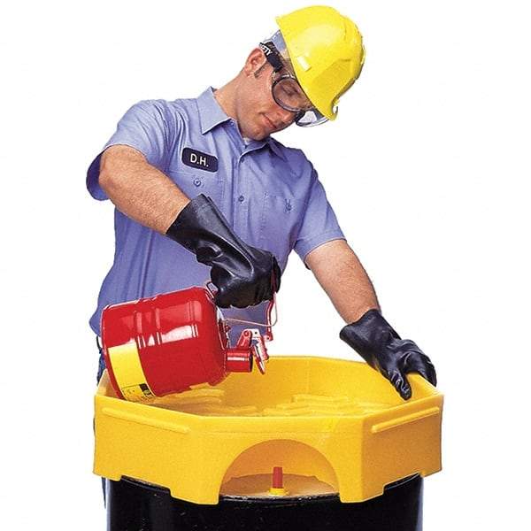 UltraTech - 9-1/2" High x 29" Diam, Polyethylene, Manual Closing Bung Funnel - 6 Gal Drum/Pail Capacity - Americas Tooling