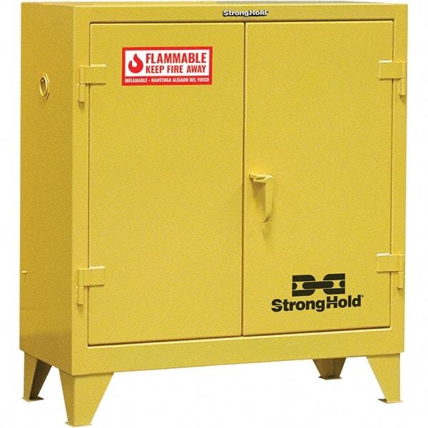 Strong Hold - Safety Cabinets   Hazardous Chemical Type: Flammable and Combustible Liquids    Color: Safety Yellow - Americas Tooling