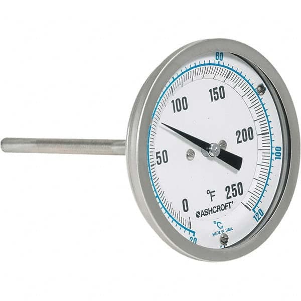 Ashcroft - 6" Stem, 0 to 250° F Bi-Metal Thermometer - Americas Tooling