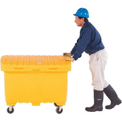 UltraTech - 15 Cu Ft, 350 Lb Load Capacity Safety Orange Polyethylene Tote Container - 48" Long x 31" Wide x 41.8" High, Lid Included - Americas Tooling