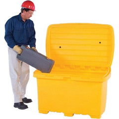 UltraTech - 15 Cu Ft, 350 Lb Load Capacity Yellow Polyethylene Tote Container - 48" Long x 31" Wide x 41.8" High, Lid Included - Americas Tooling