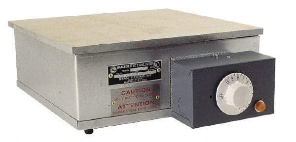 WAAGE - 12" Long x 12 Wide x 6" High, 230 Volt Hot Plate - 300 to 700°F, 1 Burner, 1600 Watt, 7 Amps - Americas Tooling