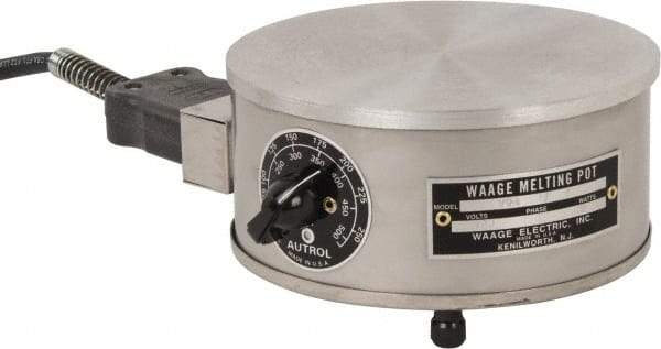 WAAGE - 4" High, 115 Volt Hot Plate - 150 to 550°F, 1 Burner, 600 Watt, 6" Diam, 6 Amps - Americas Tooling