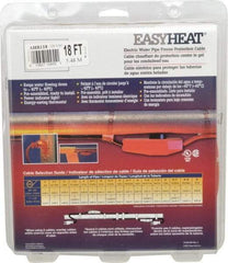 EasyHeat - 18' Long, Preassembled, Fixed Length, Fixed Wattage, Protection Heat Cable - 120 Input Volts, 126 Watts - Americas Tooling