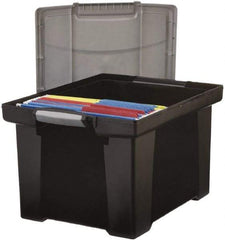 Storex - 1 Compartment, 18-1/2" Wide x 10-7/8" High x 14-1/4" Deep, Portable Storage Box - Plastic, Black/Silver - Americas Tooling