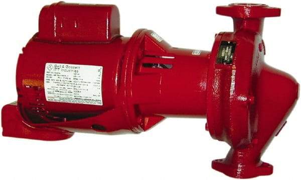 Bell & Gossett - 1-1/2 hp, 3 Phase, Cast Iron Housing, Bronze Impeller, Inline Circulator Pump - 208/230/460 Volt, 60 Hz, Flanges Included, 175 Max psi, Open Drip Proof Motor - Americas Tooling