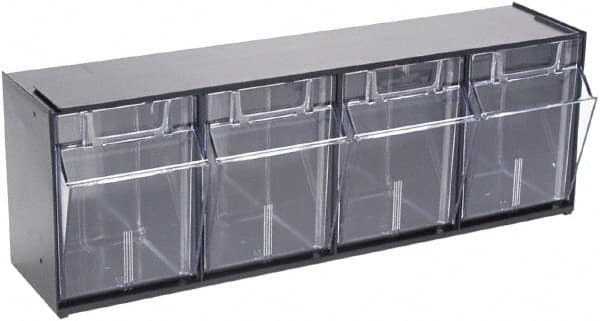 Deflect-o - 4 Compartment, 23-5/8 Inch Wide x 6-5/8 Inch Deep x 8-1/8 Inch High, Covered Modular - Plastic, Black and Clear - Americas Tooling