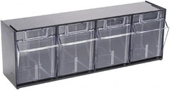 Deflect-o - 4 Compartment, 23-5/8 Inch Wide x 6-5/8 Inch Deep x 8-1/8 Inch High, Covered Modular - Plastic, Black and Clear - Americas Tooling